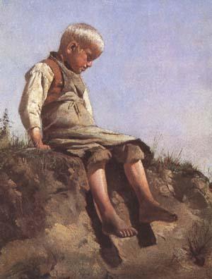 Franz von Lenbach Young boy in the Sun (mk09) France oil painting art